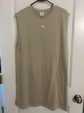 Puma Neutral Taupe Crewneck Tank with Small Logo